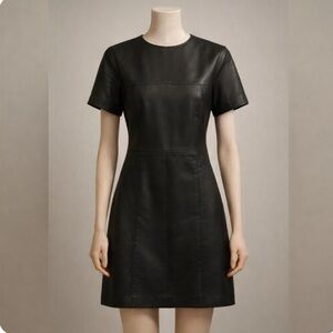 Elegant Black Leather Mini Dress